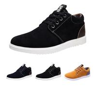 Sneaker da uomo in tessuto leggero, scarpe sportive con suola morbida, scarpe da corsa, piatte per il tempo libero, sportive, comode da camminare, antiscivolo, tinta unita, con lacci, casual, Nero