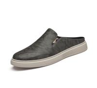 Sneaker da uomo in vera pelle slip-on zoccoli scarpe comode in morbida pelle estiva casual muli resistenti all'usura piattaforma outdoor camminare guida mocassini, Grigio, 42.5 EU
