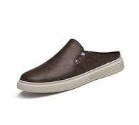 Sneaker da uomo in vera pelle slip-on zoccoli scarpe comode in morbida pelle estiva casual muli resistenti all'usura piattaforma outdoor camminare guida mocassini, Marrone, 42.5 EU