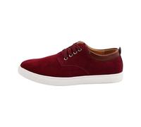 Sneaker da uomo piatte in pelle scamosciata, antiscivolo, per il tempo libero, con lacci, tinta unita, per il jogging, per la corsa di strada, per tutti i giorni, fitness, Colore: rosso, 46 EU