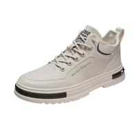 Sneaker da uomo scarpe basse in pelle per uomo, scarpe da trekking alla moda, beige., 40 EU