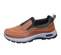 Sneaker da uomo senza lacci: scarpe sportive slipon, scarpe da ginnastica ortopediche, taglie forti, traspiranti, leggere, comode per il tempo libero per gli anziani, marrone, 45 EU