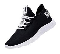 Sneaker da uomo, traspiranti, scarpe da corsa, antiscivolo, leggere, alla moda, per attività all'aria aperta, morbide, per il tempo libero, per la palestra, da uomo, Nero , 43 EU