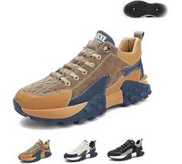 Sneaker di Comfort Ortopedico Maschile 2024, Scarpe ad Aria Cuscinetto in Pelle Comfort Casual traspirato Non slittata Scarpe da Corsa da Passeggiata a Sola Spessa, Kaki, 41 UE