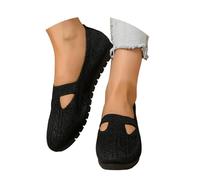 Sneaker estive da donna, leggere, rotonde, in materiale lavorato a maglia, per donne, traspiranti, con suola morbida per tutto il giorno, comfort da donna, scarpe per il tempo libero, Nero , 39 EU
