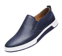 Sneaker Fashion Fashion Scarpe in Pelle Casual Traspirante Scarpe da Uomo Maschili con Scollo Tondo e Punta Rotonda (42 EU,Blu)