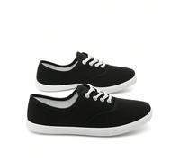 Sneaker in tela completamente nere da uomo | Minimaliste & Traspiranti | Scarpe da tennis basse con lacci di colore unito | Stile casual primavera/estate, adatte per il pendolarismo quotidiano, cammin