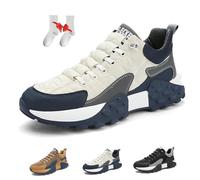 Sneaker Ortopedica Comfort da Uomo 2024, Scarpe Ortopediche da Uomo, Scarpe Sportive Morbide Traspiranti Antiscivolo e Impermeabili da Uomo Scarpe da Passeggio con Piattaforma Casual (Color : Beige,