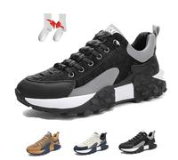 Sneaker Ortopedica Comfort da Uomo 2024, Scarpe Ortopediche da Uomo, Scarpe Sportive Morbide Traspiranti Antiscivolo e Impermeabili da Uomo Scarpe da Passeggio con Piattaforma Casual (Color : Nero,