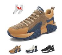 Sneaker Ortopedica Comfort da Uomo 2024, Scarpe Ortopediche da Uomo, Scarpe Sportive Morbide Traspiranti Antiscivolo e Impermeabili da Uomo Scarpe da Passeggio con Piattaforma Casual(Cachi,42 EU)