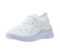 Sneaker ortopedica extra larga da donna da uomo senza lacci in memory foam con supporto per arco plantare, scarpe sportive da corsa leggere traspiranti in rete per diabetici, casual all'aperto, bianco