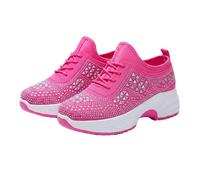 Sneaker ortopedico da donna con zeppa - Scarpe sportive da donna traspiranti da ginnastica di grandi dimensioni, scarpe casual sneakers corsa calze comode sneaker escursionismo all'aperto, rosa caldo
