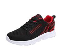 Sneaker Pattini a rotelle per gli uomini Lace-up Sport Traspirante Corsa Moda Scarpe Leggere Uomo Confortevole Big Sneaker Pantofole, Rosso, 42.5 EU