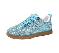 Sneaker per bambini, con brillantini, scarpe da ginnastica da donna, suola solida, con paillettes, per il tempo libero, traspiranti, suola piatta, scarpe da passeggio, suola spessa, scarpe con lacci