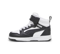 Sneaker PUMA Rebound V6 Mid per bimbi ai primi passi, Scarpe, Bianco/Nero/Shadow Grigio, 26 26