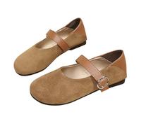 Sneaker retrò "Mary", edizione coreana, Primavera e con cinturino rotondo in pelle scamosciata, indossabili singolarmente scarpe da donna nere con tacco, marrone, 36 EU