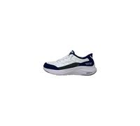 Skechers Contour Foam Cozy Fit, Scarpe da Ginnastica Uomo, White Mesh/Duraleather/Navy Trim, 43 EU