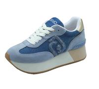 LIU JO BA5035 Dreamy Denim Sneakers Sportive per Donna in Nabuk e Tessuto Blue con Zeppa Alta (Taglia 37)