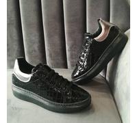 Sneakers 4,5 cm Timely 1090 pelle nera Made in Italy list €109 -20%