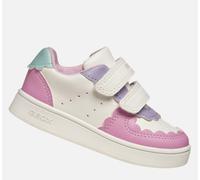 Sneakers a strappo Geox Eclyper pelle bianca rosa verde