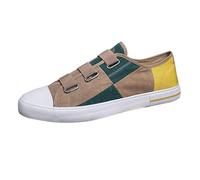 Sneakers alla moda da uomo piatte patchwork scarpe da allenamento con punta tonda scarpe sportive in tela senza lacci, scarpe basse leggere, comode per il tempo libero, scarpe singole antiscivolo