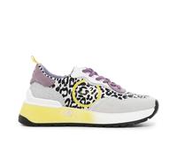 SNEAKERS ALLACCIATA IN PELLE SCAMOSCIATAE TESSUTO LEOPARDATO