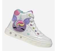 Sneakers alte con lacci e cerniera Geox Skylin pelle bianca con luci