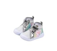 Sneakers alte da ragazza, in tela, per bambini, comode, traspiranti, antiscivolo, per tutti i giorni, per il tempo libero, per bambini, argento, 24 EU