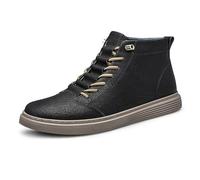 Sneakers alte da uomo in pelle goffrata con doppia fodera, stivaletti Chukka con lacci, da indossare in tutte le stagioni, nei colori nero, kaki e bianco.(Schwarz,40 EU)