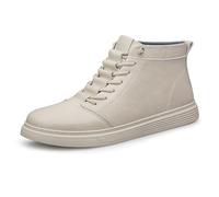 Sneakers alte da uomo in pelle goffrata con doppia fodera, stivaletti Chukka con lacci, da indossare in tutte le stagioni, nei colori nero, kaki e bianco.(Wei,43 EU)
