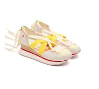 Sneakers Aperte Pelle Zeppa Rafia HINESBURG, Multicolore, 38 EU