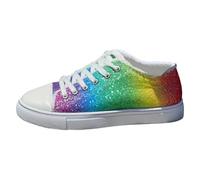 Sneakers Basse Casual alla Moda con Paillettes Scintillanti e Design con Lacci per Camminare Comodamente Ogni Giorno/A