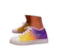 Sneakers Basse Casual alla Moda con Paillettes Scintillanti e Design con Lacci per Camminare Comodamente Ogni Giorno