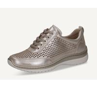 Sneakers Caprice 9-24715-44 pelle traforata taupe zeppa 4 cm pianta larga