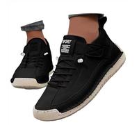 Sneakers casual da donna in pelle con gancio regolabile e cinturino ad anello per un facile utilizzo quotidiano, Nero , 39 EU