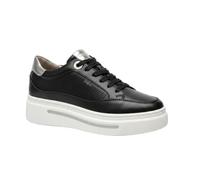 Sneakers Cinzia Soft Pelle Nero Argento Platform Plantare Estraibile, 38