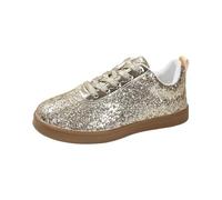 Sneakers da donna con paillette, scarpe da ginnastica da donna, con brillantini, estive, per il tempo libero, scarpe da tennis, scarpe basse da passeggio, eleganti, gold, 35 EU