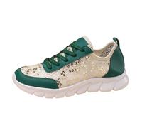 Sneakers da Donna Flying Weaving, Nuove Scarpe Casual Allacciate alla Testa Rotonda alla Moda Coreana, Scarpe da Corsa con Fondo Spesso (Green, 39)