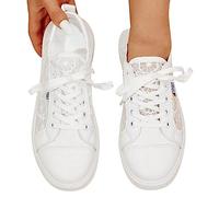 Sneakers da donna in pizzo con lacci, scarpa da ginnastica per attività all'aria aperta, con plateau con lacci, per il tempo libero, scarpe traspiranti, sportive