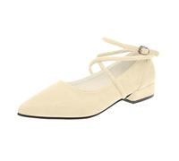 Sneakers da donna Pretty Ballerine da donna Balerina, scarpe estive medievali, comode scarpe estive in velluto, larghe H, eleganti scarpe da ginnastica, bianco, 35 EU