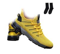 Sneakers da Uomo in Mesh Traspirante, Scarpe Ortopediche Ultra Comode con Supporto Plantare E Punta Larga, Sneakers Casual alla Moda in Mesh per Camminare (Giallo,46)