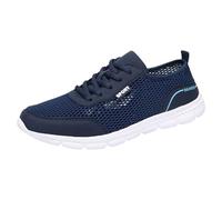 Sneakers da uomo scarpe da corsa da uomo in rete traspirante Lace Up Soft Sole Fashionable Casual Comfortable Lightweight Sports Shoes [Modifica codice sorgente] Scarpe da uomo bianche, Blu, 43.5 EU