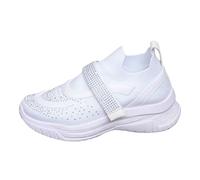 Sneakers Donna Estive Bianche,Scarpe Memory Foam Donna,alla Moda Strass Mesh Casual Tinta Unita Leggera Comoda Camminata