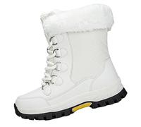 Sneakers Donna Invernali Stivali Equitazione Bambina Comfort in Pelle Antiscivolo E Lacci sotto Motivo Stampato a metà Polpaccio Stivali Texani Stivaletti da Donna Neve