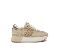 LIU JO BA5035 Dreamy Ecru Sneakers Sportive per Donna in Nabuk e Tessuto Beige con Zeppa Alta (Taglia 41)
