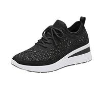 Sneakers estive da donna, traspiranti, eleganti, glitterate, con zeppa | Scarpe sportive con lacci, leggere, traspiranti, sportive, per il tempo libero, per la città e le attività all'aperto