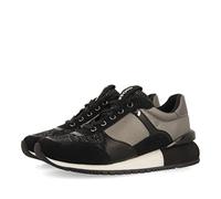 Sneakers grigio piombo monocolore da donna ebenau con base di nylon e suola con zeppa bassa