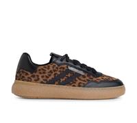 Sneakers In Pelle Leopardate Marrone E Nere Con Strisce Moda E Lacci Tamaris