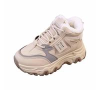 Sneakers invernali da donna con piattaforma, altezza superiore rialzata, morbida fodera interna in pelle, casual, impermeabili, con chiusura lampo, lacci per la stagione fredda, taglie 35-43, 5 kaki