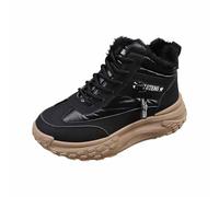 Sneakers invernali da donna con piattaforma, altezza superiore rialzata, morbida fodera interna in pelle, casual, impermeabili, con chiusura lampo, lacci per la stagione fredda, taglie 35-43, 1 nero